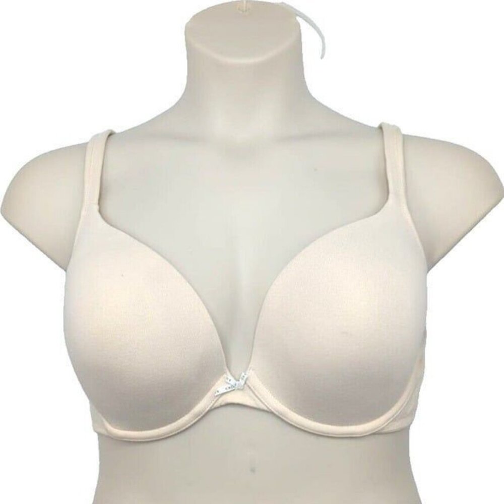 Cacique Cotton Plunge Bra 48DDD Beige Boost Underwire Plus Size